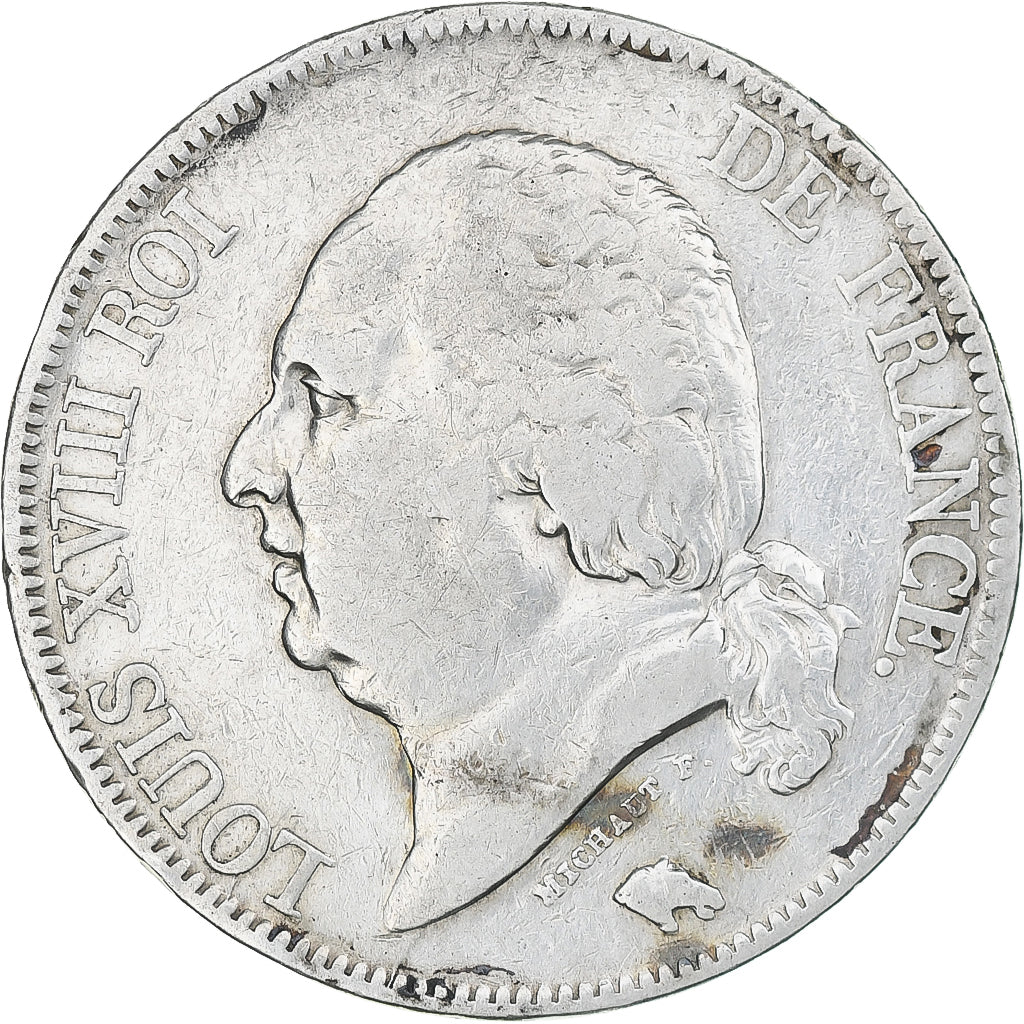Francia, Louis XVIII, 5 Francs, 1822, Lille, MB, Argento, KM:711.13, Gadoury:614