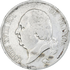 Francia, Louis XVIII, 5 Francs, 1822, Lille, MB, Argento, KM:711.13, Gadoury:614