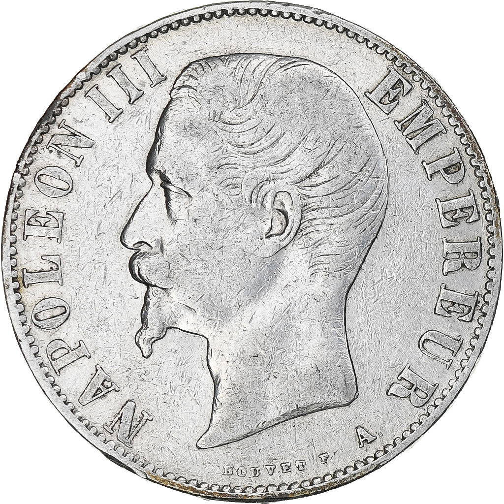 Francia, Napoleon III, 5 Francs, 1856, Paris, MB+, Argento, KM:782.1