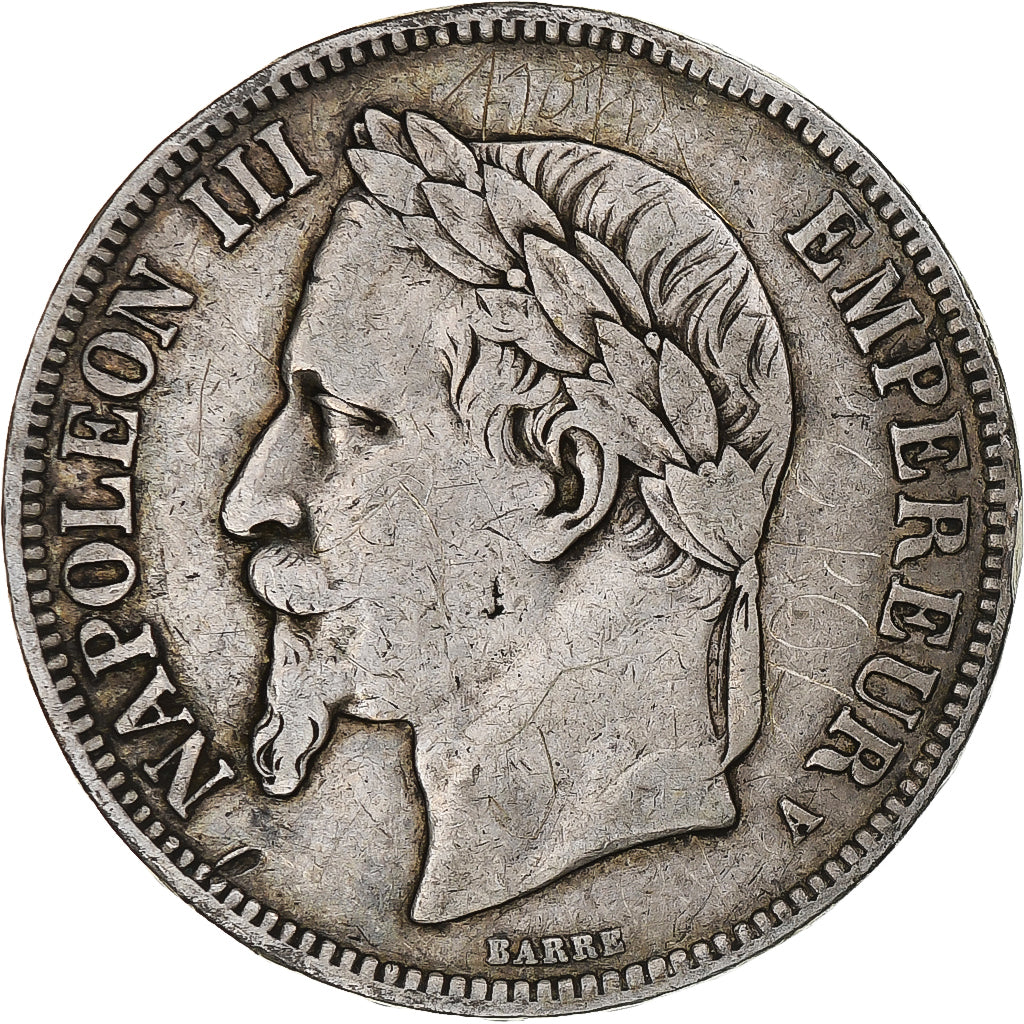 France, Napoleon III, 5 Francs, 1867, Paris, VF(30-35), Silver, KM:799.1