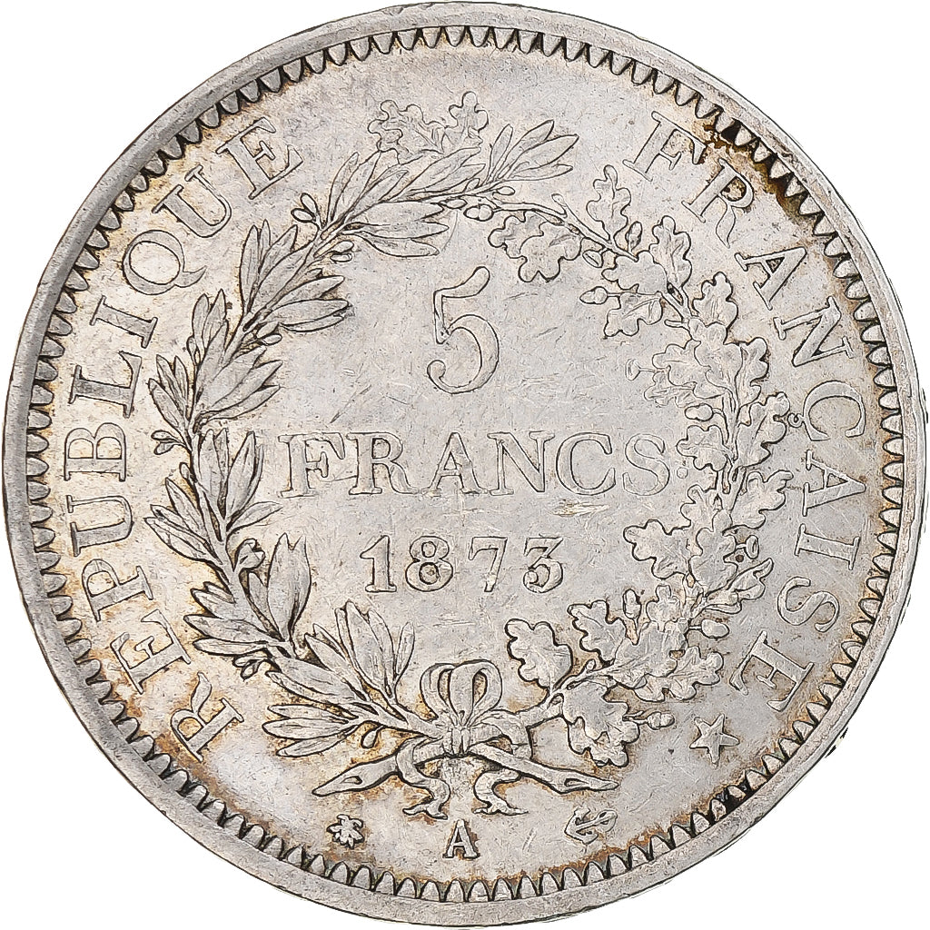 Francia, Hercule, 5 Francs, 1873, Paris, BB, Argento, KM:820.1, Gadoury:745a