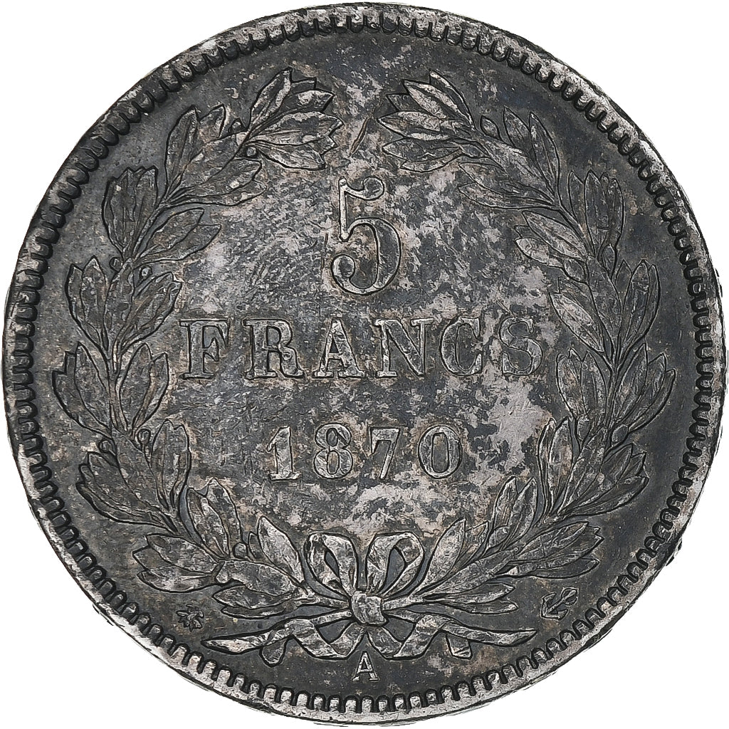 Frankrijk, 5 Francs, Cérès, 1870, Paris, Zilver, FR+, Gadoury:742, KM:818.1