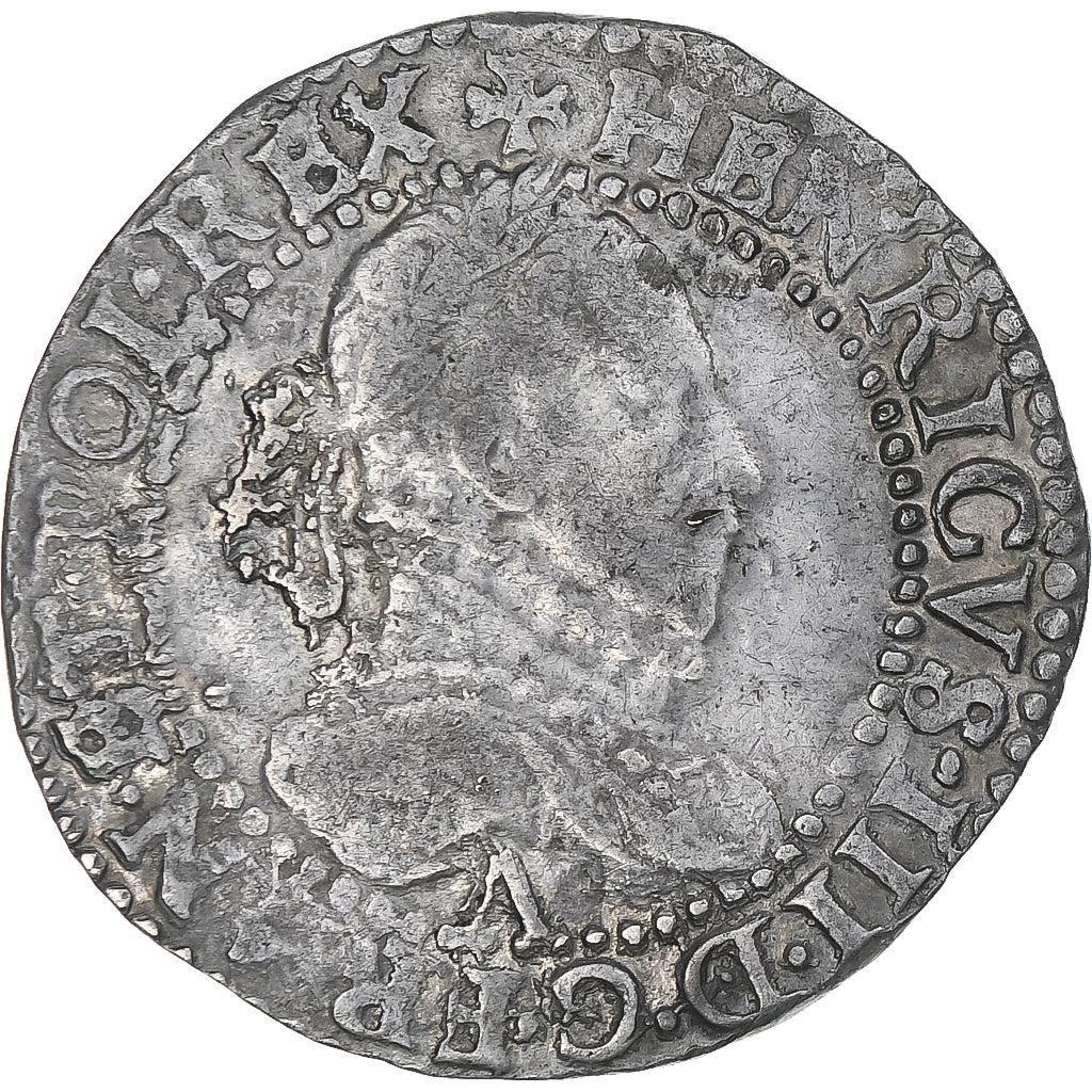 France, Henri III, 1/2 franc au col gaufré, 1587, Paris, TB, Argent