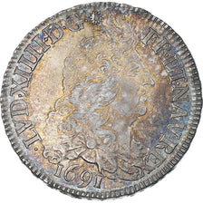 Francja, Louis XIV, 1/2 Écu aux 8 L, 1691, Rennes, Flan neuf, AU(50-53)