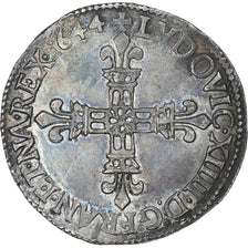 France, Louis XIV, 1/4 Ecu, 1644, Angers, TTB+, Argent, Gadoury:136