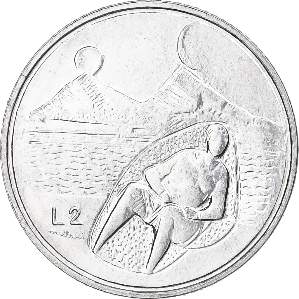 San Marino, 2 Lire, 1976, Rome, MS(65-70), Aluminum, KM:52