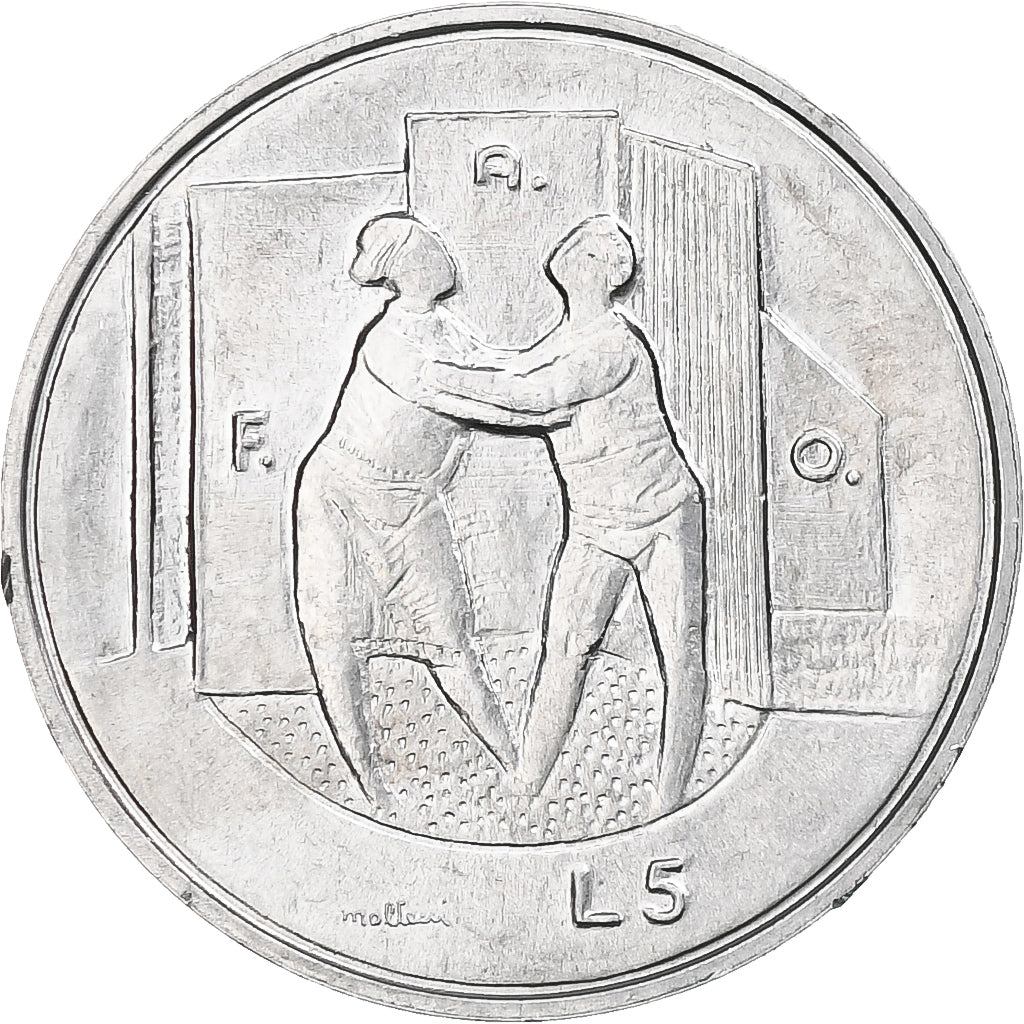 San Marino, 5 Lire, 1976, Rome, MS(65-70), Alumínio, KM:53