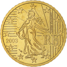 France, 50 Euro Cent, 2003, Paris, Proof / BE, MS(65-70), Brass
