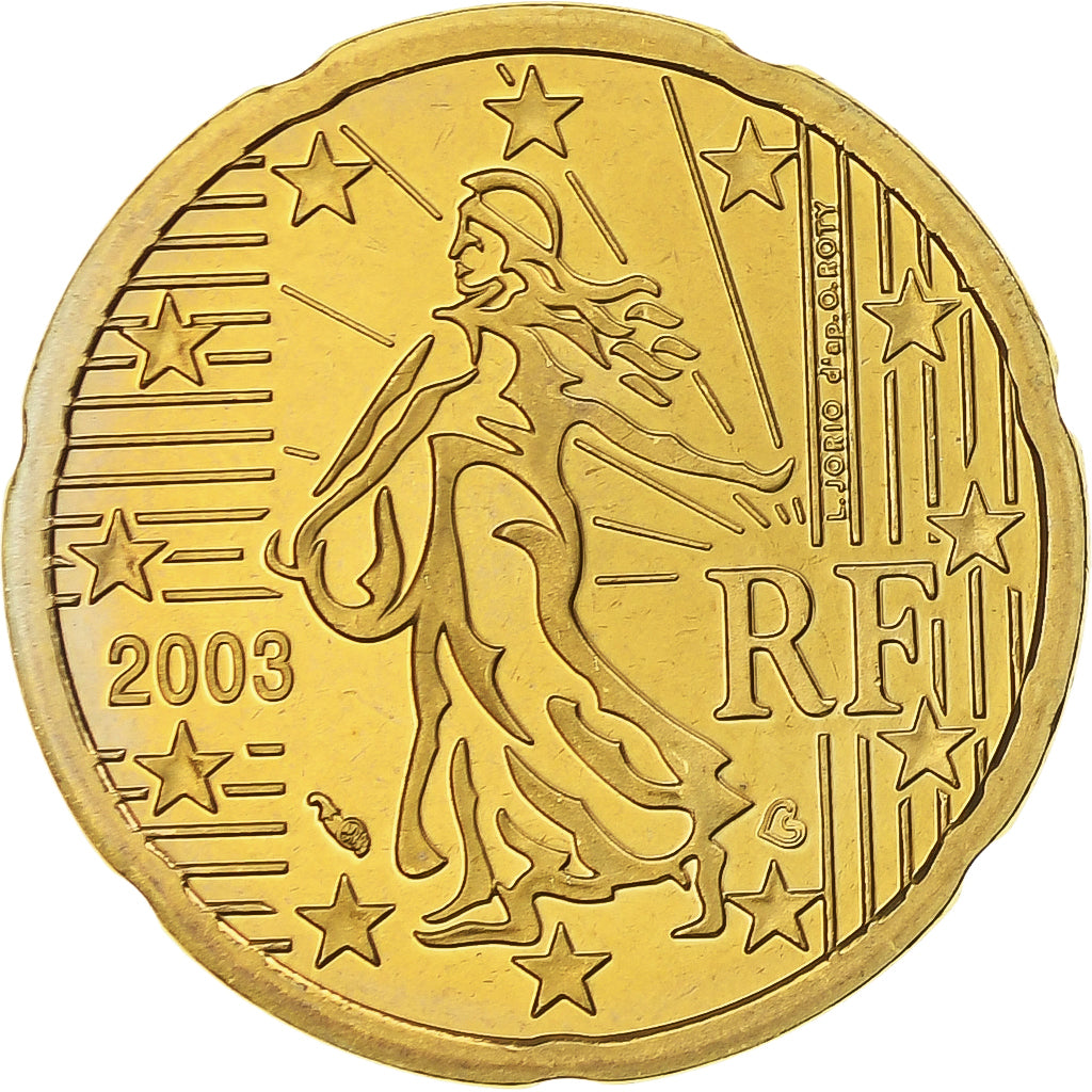 Francia, 20 Euro Cent, 2003, Paris, Proof / BE, FDC, Latón