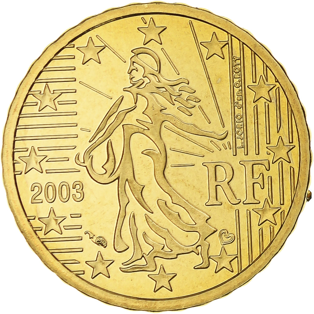 France, 10 Euro Cent, 2003, Paris, Proof / BE, MS(65-70), Brass