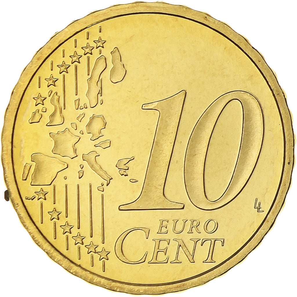France, 10 Euro Cent, 2003, Paris, Proof / BE, MS(65-70), Brass