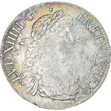 France, Louis XIV, Écu au buste juvénile, 1667, Rennes, Rare, Argent, TB