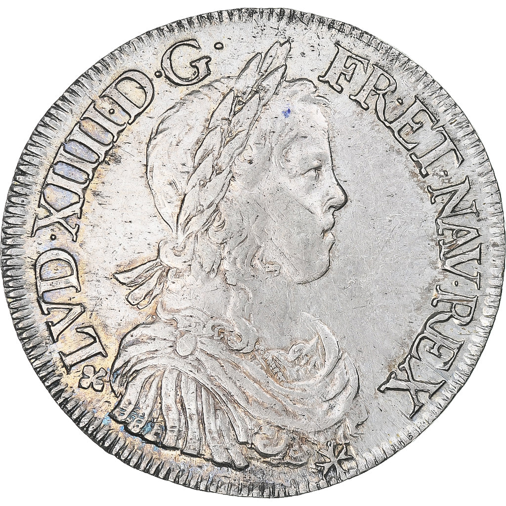 France, Louis XIV, Écu à la mèche longue, 1648, Angers, Silver, EF(40-45)