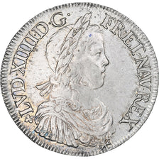 France, Louis XIV, Écu à la mèche longue, 1648, Angers, Silver, EF(40-45)