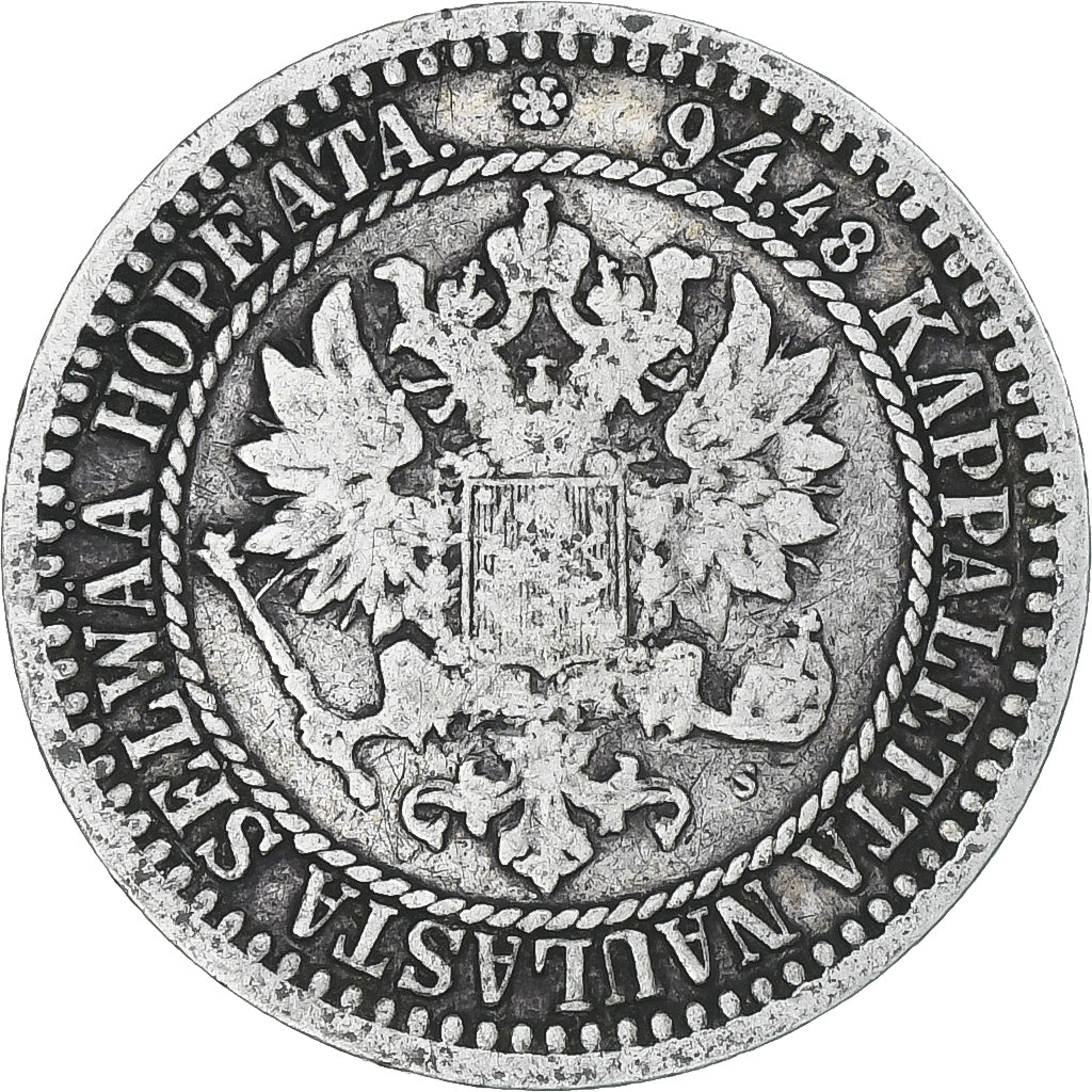 Finlande, Alexander II, Markka, 1866, Helsinki, TTB, Argent, KM:3.1