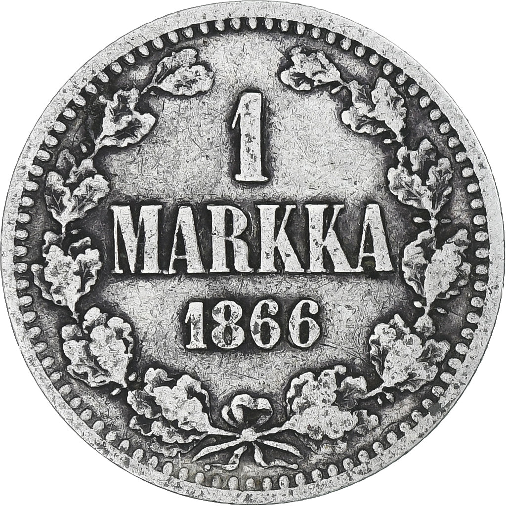 Finlande, Alexander II, Markka, 1866, Helsinki, TTB, Argent, KM:3.1