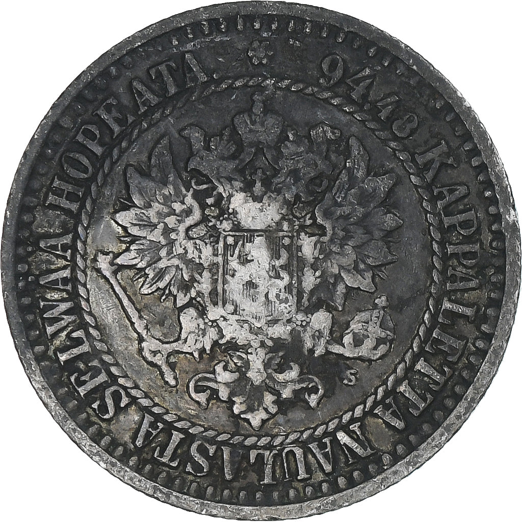 Finland, Alexander II, Markka, 1866, Helsinki, EF(40-45), Silver, KM:3.1