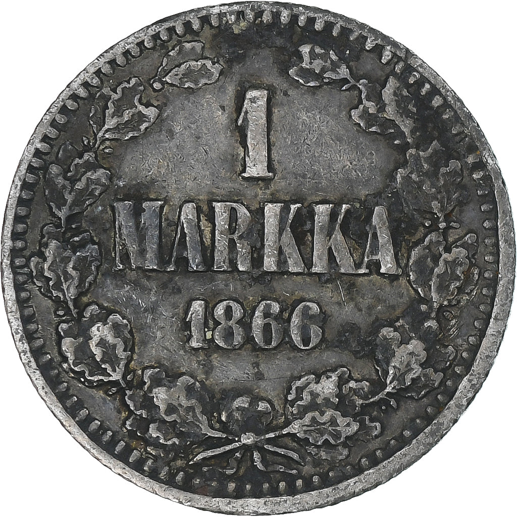 Finland, Alexander II, Markka, 1866, Helsinki, EF(40-45), Silver, KM:3.1