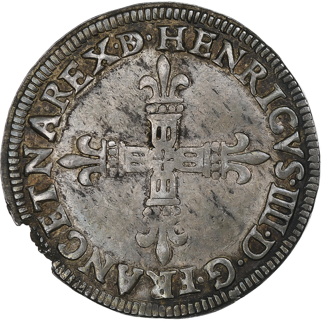França, Henri IV, 1/4 d'écu de Béarn, 1602, Morlaas, EF(40-45), Prata