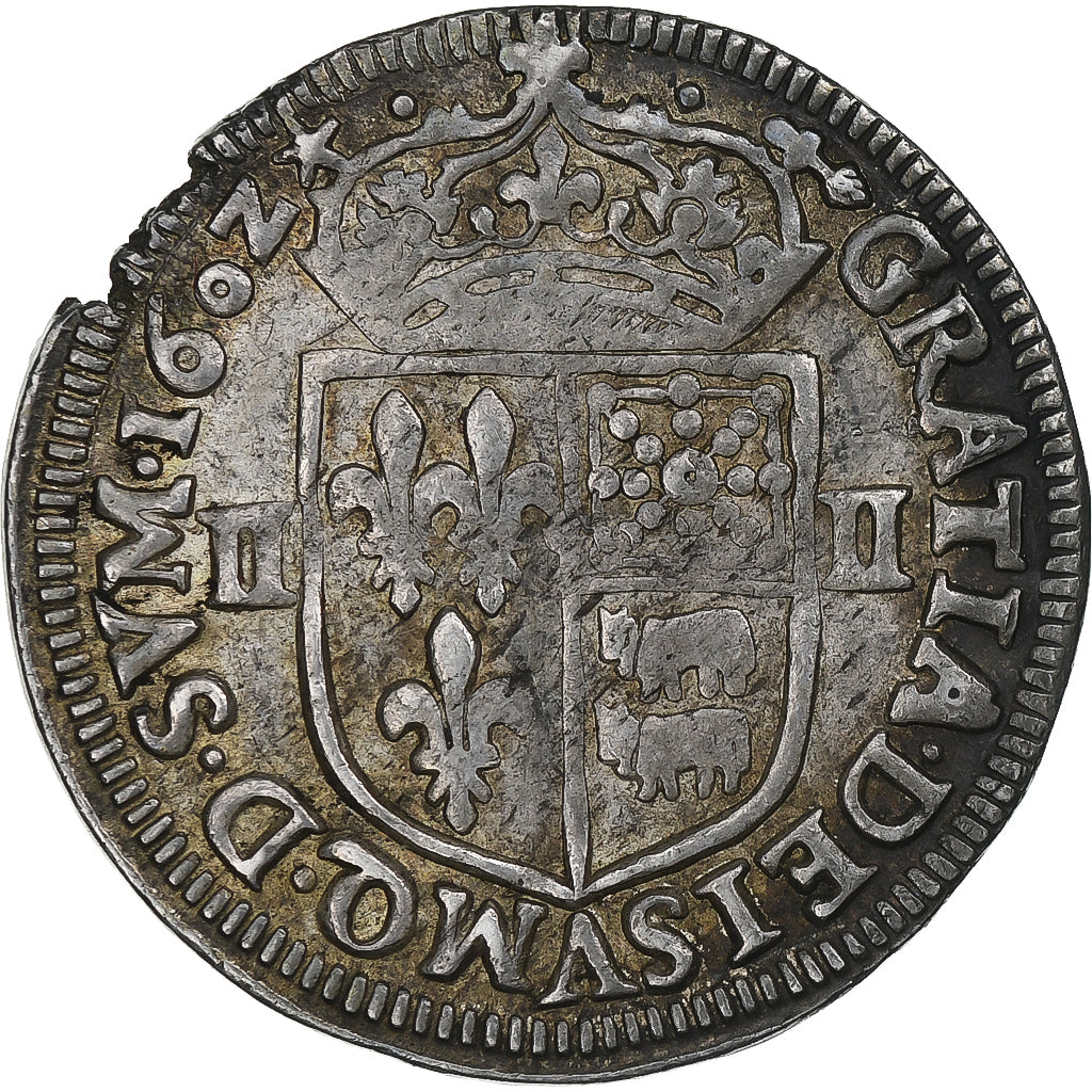França, Henri IV, 1/4 d'écu de Béarn, 1602, Morlaas, EF(40-45), Prata