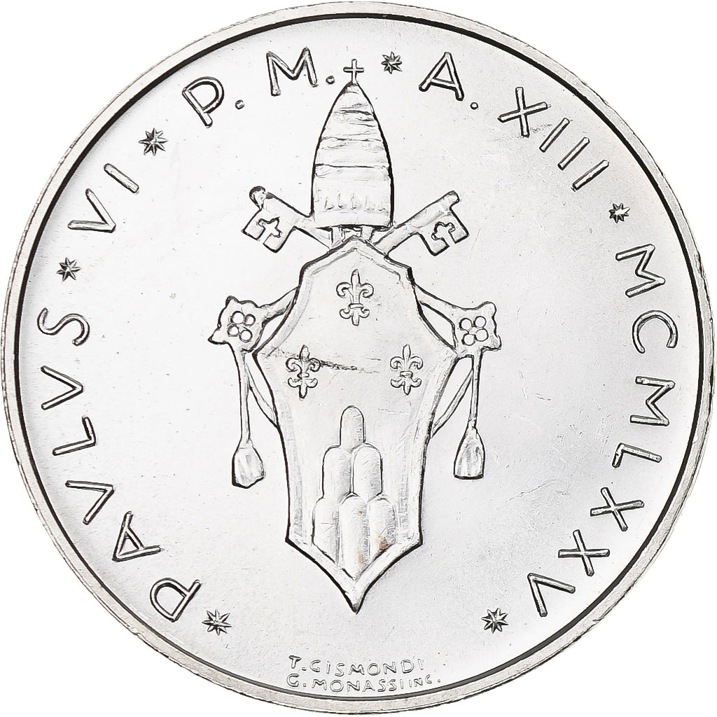 Vatican, Paul VI, 500 Lire, 1975 (Anno XIII), Rome, MS(63), Silver, KM:123