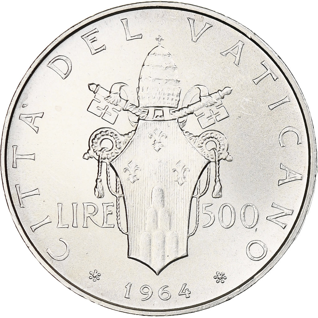 Vatican, Paul VI, 500 Lire, 1964 (Anno II), Rome, MS(63), Silver, KM:83.2