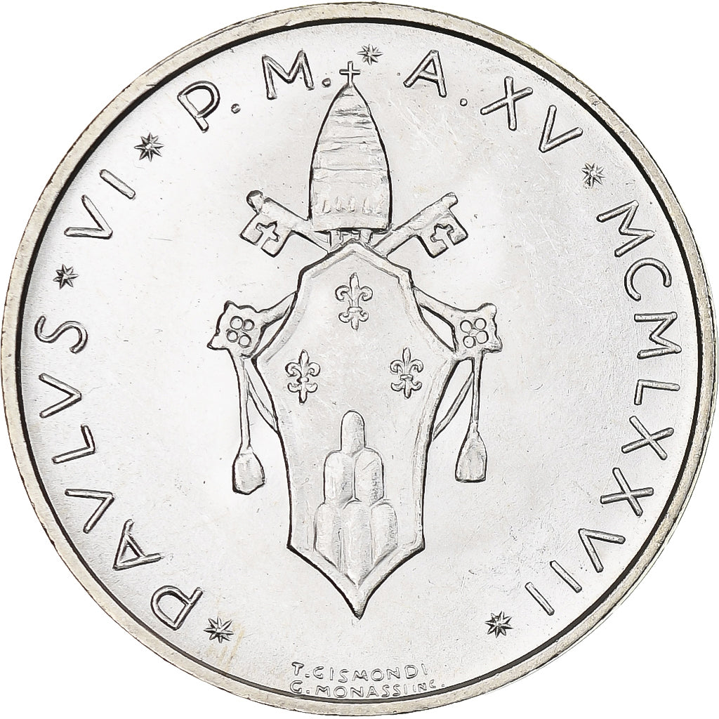 Vatican, Paul VI, 500 Lire, 1977 - Anno XV, Rome, MS(63), Silver, KM:132