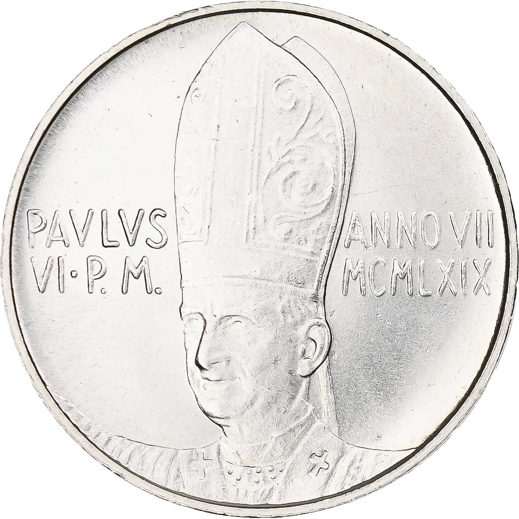 Vaticano, Paul VI, 500 Lire, 1969 - Anno VII, Rome, SC, Plata, KM:115