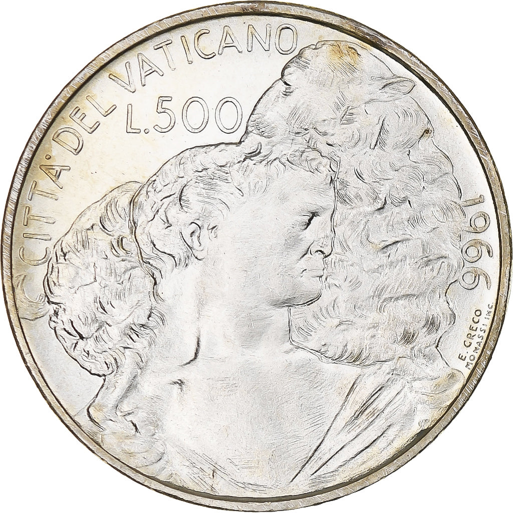 Vatikan, Paul VI, 500 Lire, 1966 - Anno IV, Rome, UNZ+, Silber, KM:91