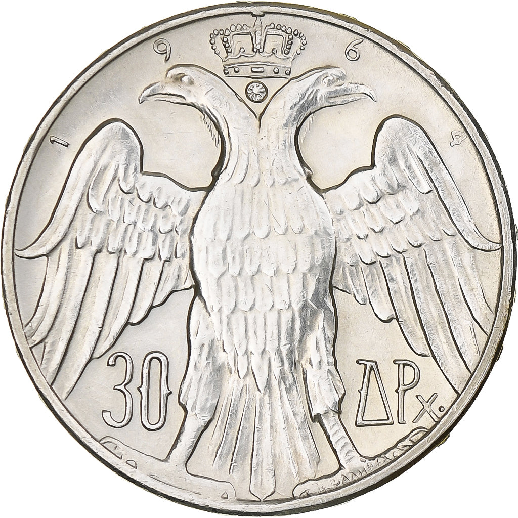 Greece, Constantine II, 30 Drachmes, 1964, MS(63), Silver, KM:87
