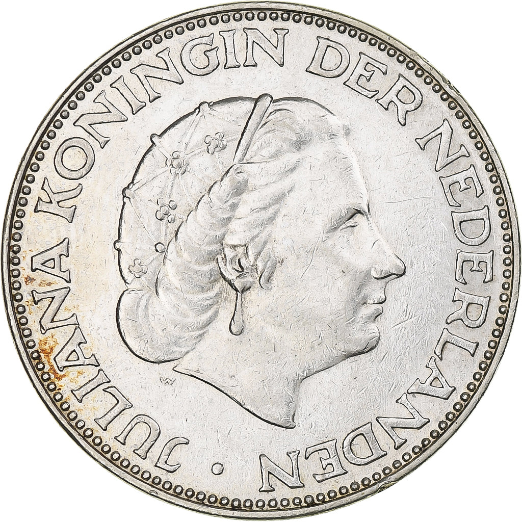 Netherlands, Juliana, 2-1/2 Gulden, 1963, Utrecht, MS(63), Silver, KM:185