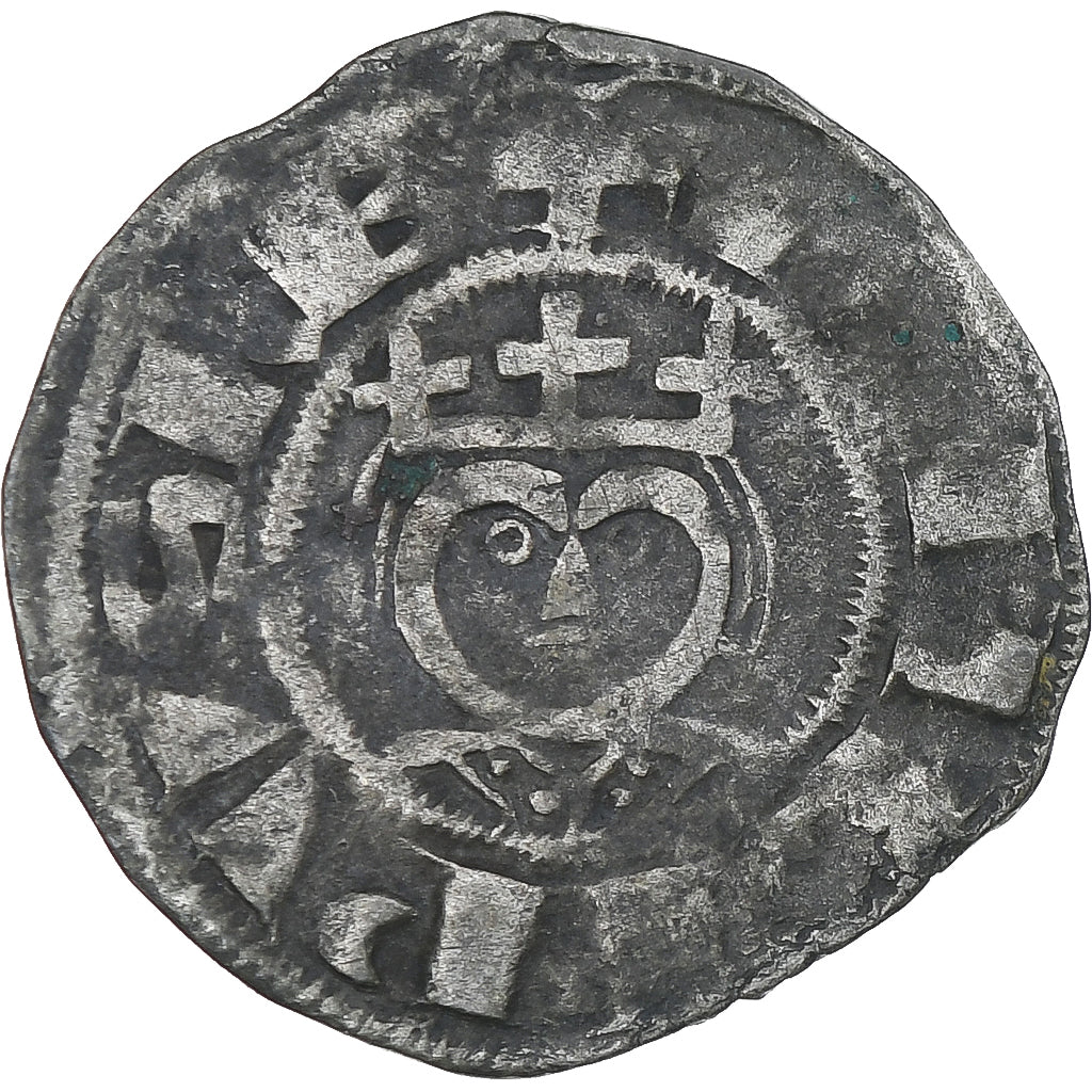 Francia, Philip II, Denier, 1174-1201, Laon, évêque Roger de Rosoi, BB