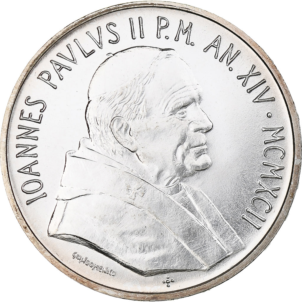 Vatican, John Paul II, 1000 Lire, 1992, Rome, MS(64), Silver, KM:242