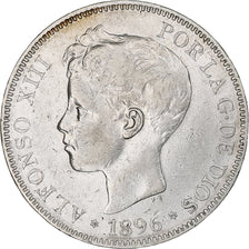 Spanje, Alfonso XIII, 5 Pesetas, 1896, Madrid, ZF+, Zilver, KM:707