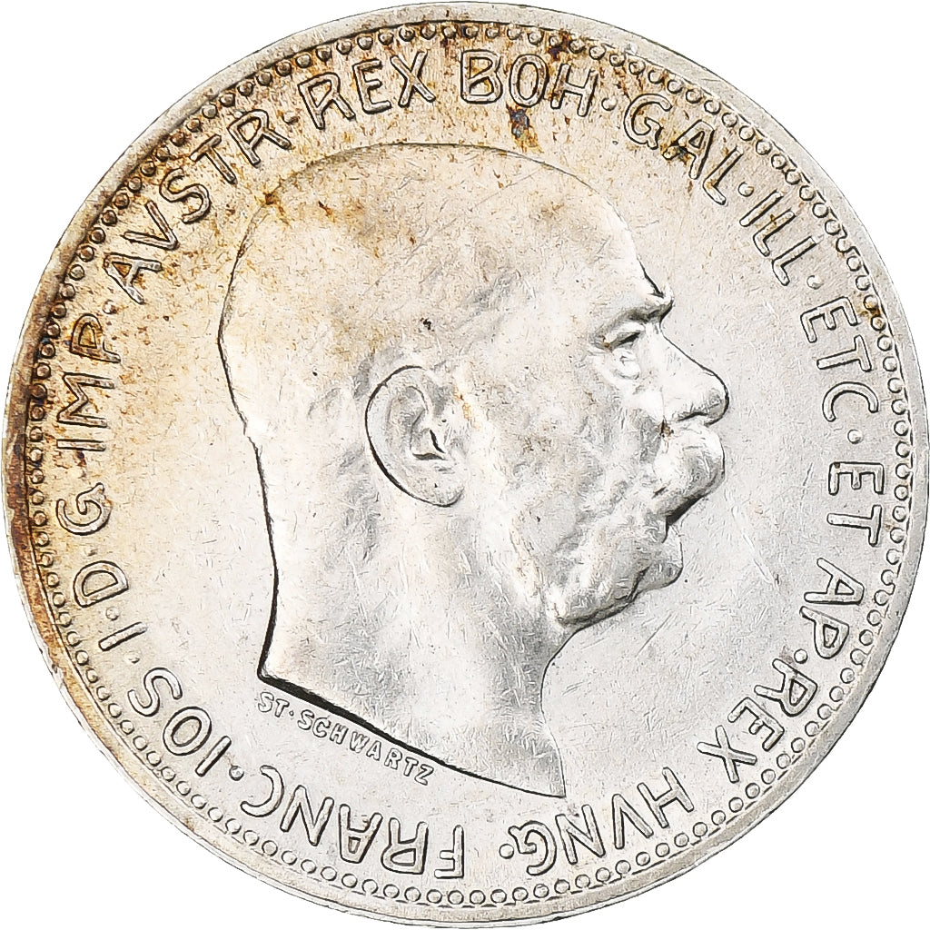Austria, Franz Joseph I, Corona, 1914, Vienna, AU(55-58), Silver, KM:2820