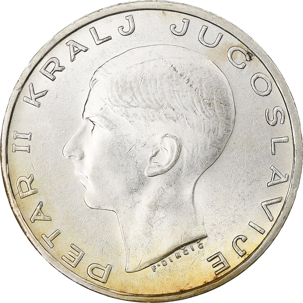 Yugoslavia, Petar II, 20 Dinara, 1938, AU(55-58), Silver, KM:23