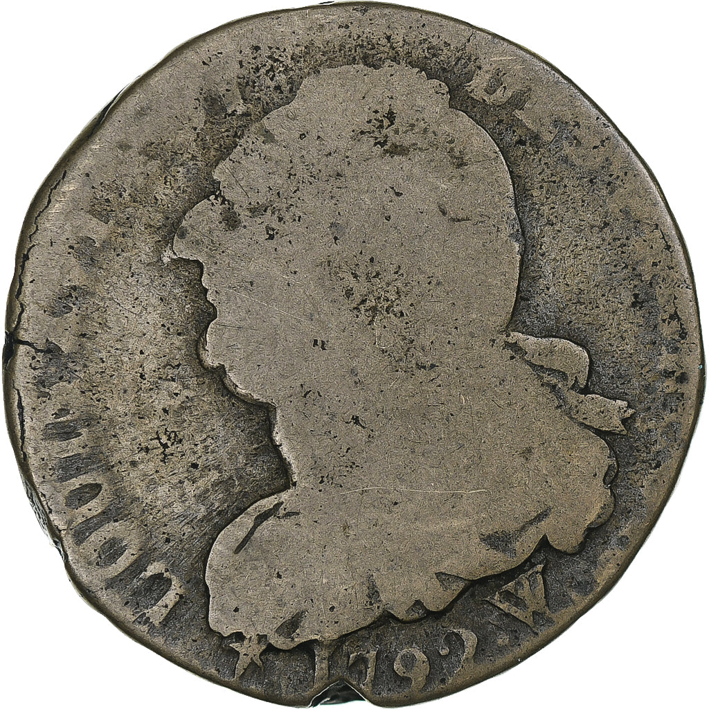 Frankrijk, Louis XVI, 2 Sols, 1792, Lille, Die Break, ZG, Koper, Gadoury:25