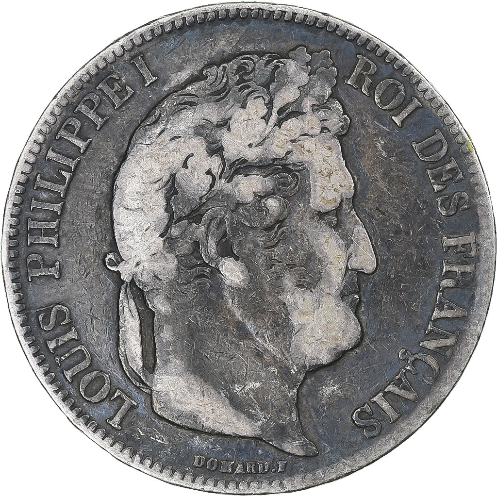 Francia, Louis-Philippe, 5 Francs, 1835, Lyon, MB+, Argento, Gadoury:678