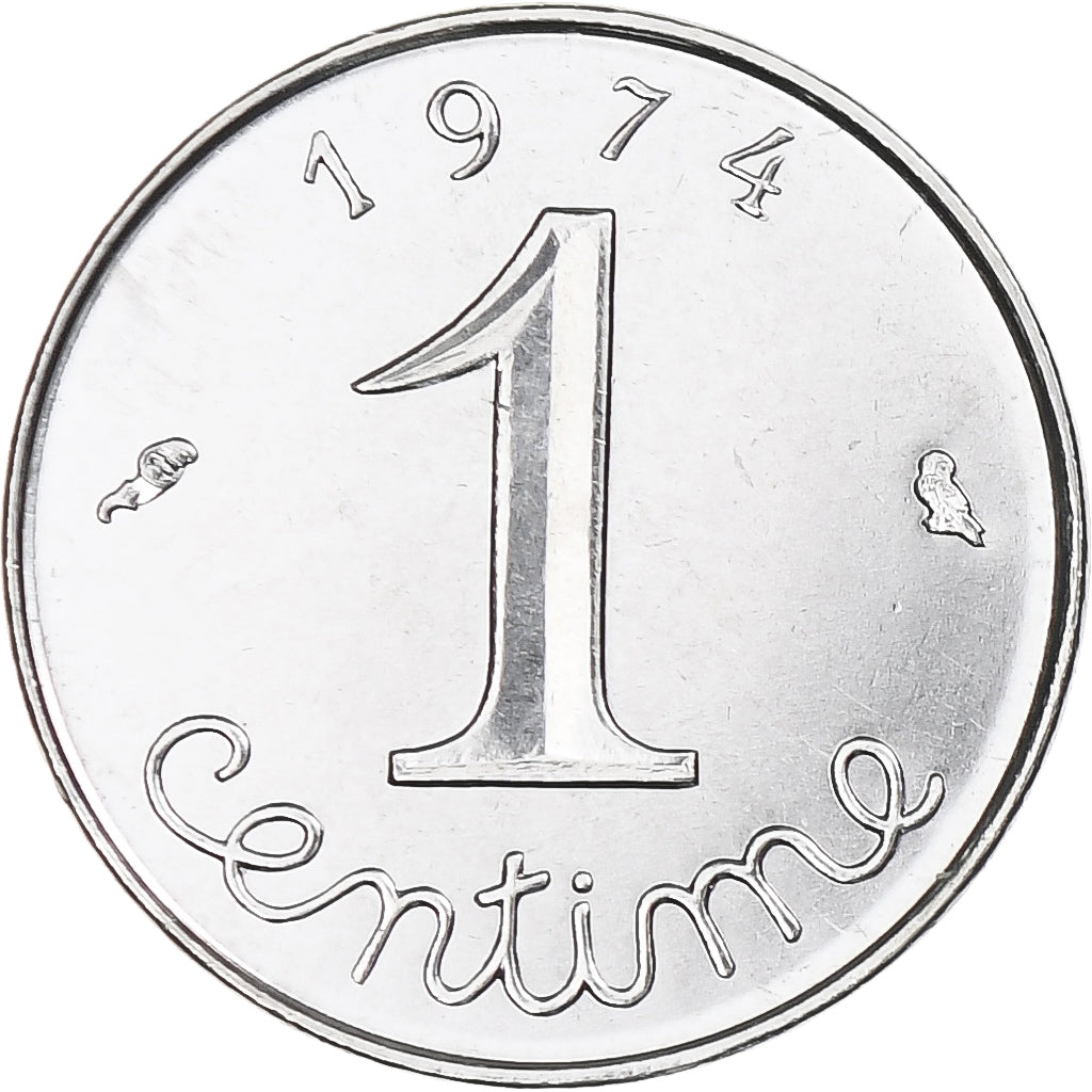 France, Épi, 1 Centime, 1974, Paris, série FDC, MS(65-70), Stainless Steel