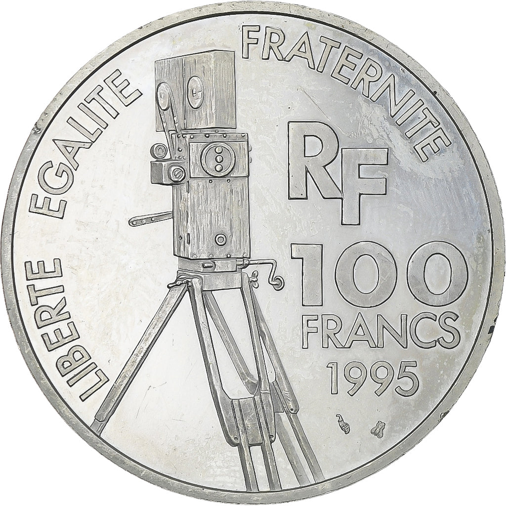 France, Charlie Chaplin, 100 Francs, 1995, Paris, BE, SUP+, Argent