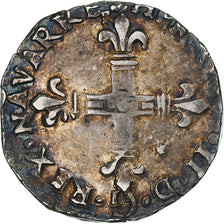France, Henri II De Navarre, 1/4 d'écu de Navarre, 1585, Saint-Palais, Argent