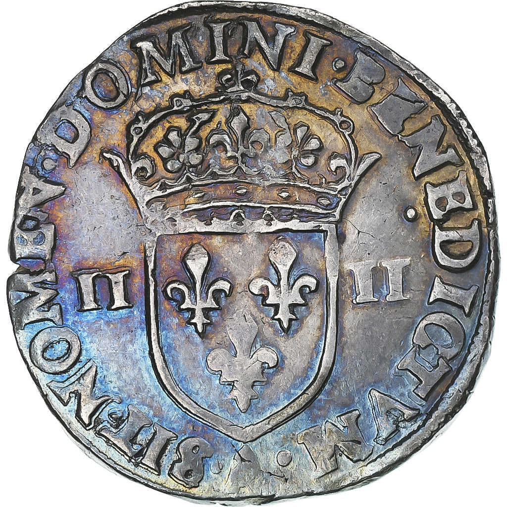 Francia, Charles X, 1/4 Ecu, 1590, Paris, BC+, Plata, Gadoury:521