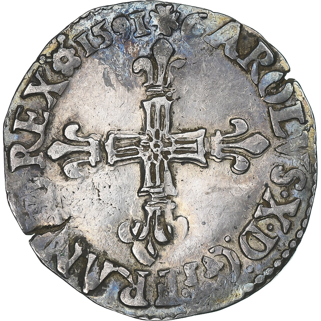 France, Charles X, 1/4 Ecu, 1591, Rouen, EF(40-45), Silver, Gadoury:521