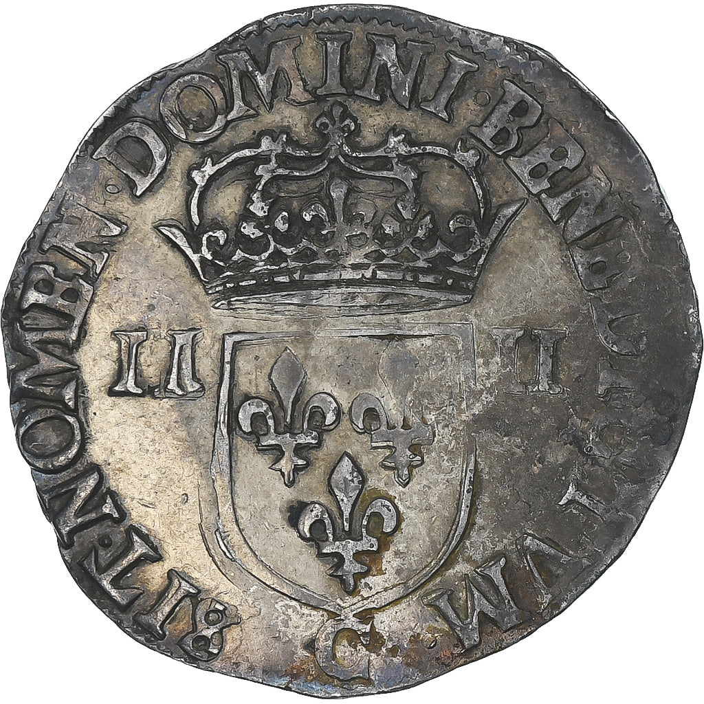 Frankrijk, Henri III, 1/4 Ecu, 1589, Saint-Lô, ZF, Zilver, Gadoury:494