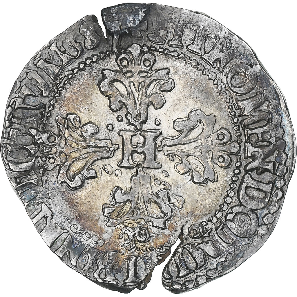 Frankrijk, Henri III, 1/4 Franc au col plat, 1587, Rennes, ZF, Zilver
