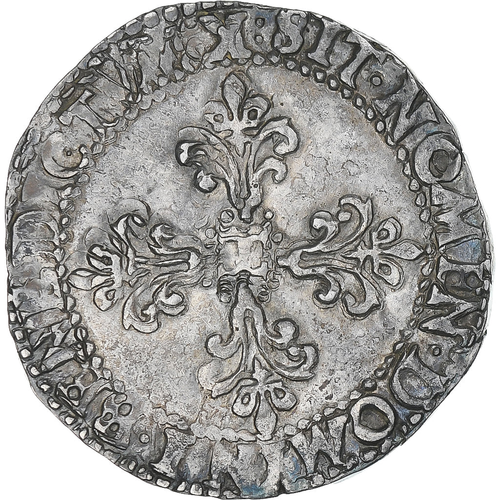 France, Henri III, 1/2 Franc au col plat, 1588, Bordeaux, TTB+, Argent