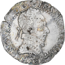 Francia, Henri III, 1/2 franc au col gaufré, 1587, Rouen, MBC, Plata