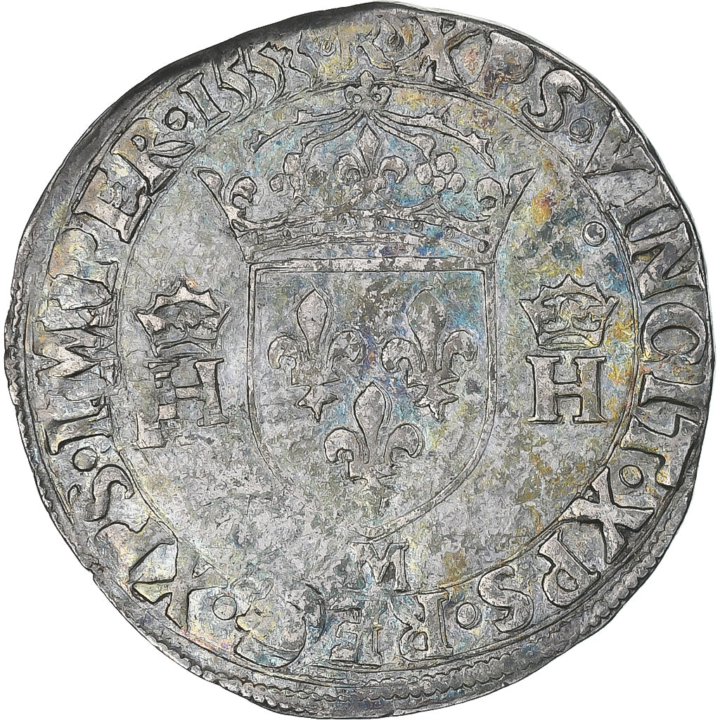 Frankrijk, Henri II, 1/2 teston à la tête nue, 1553, Toulouse, Buste D, ZF