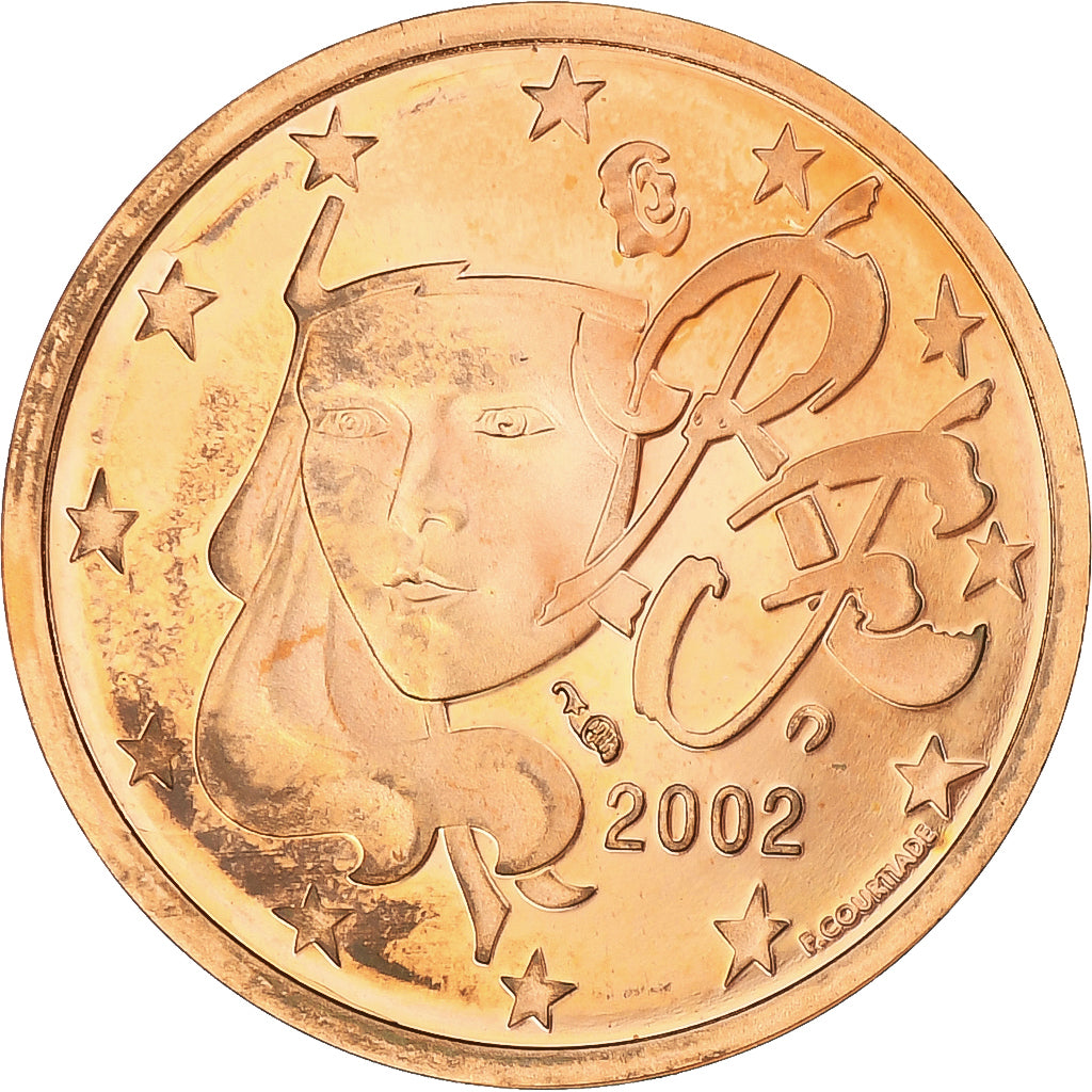 France, 2 Euro Cent, 2002, Paris, Série BE, MS(65-70), Coppered Steel, KM:1283