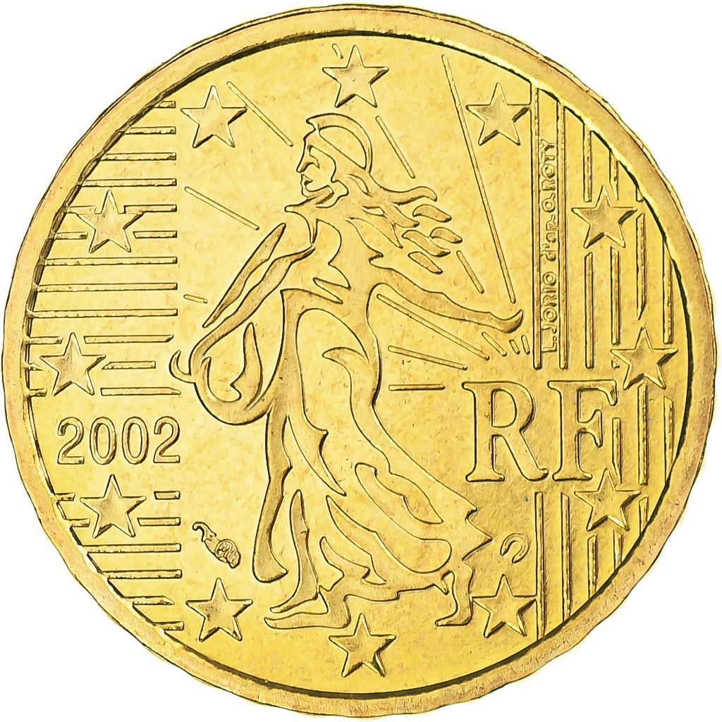 France, 10 Euro Cent, 2002, Paris, Série BE, MS(65-70), Nordic gold, KM:1285